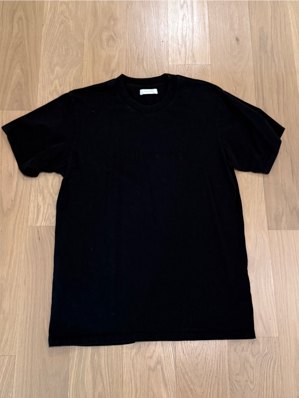 Anine Bing Black Short Sleeve Logo Tee